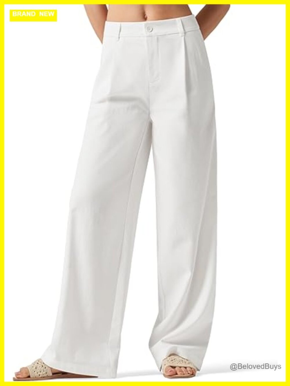 Women's Linen Blend Wide Leg Pants with Pockets